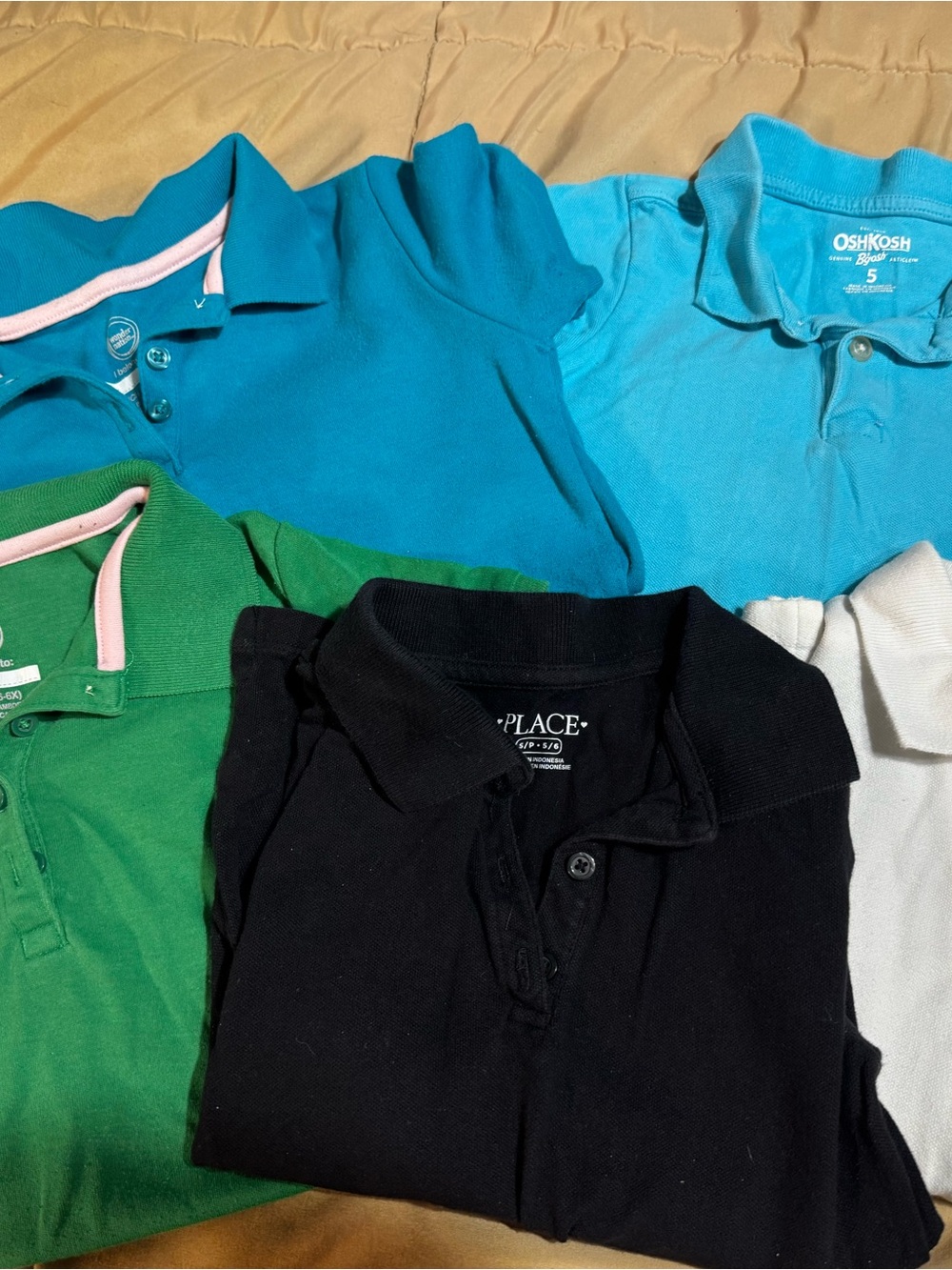 The Children's Place Polo Shirt Pack - Black, Green, Teal, Light Blue, White